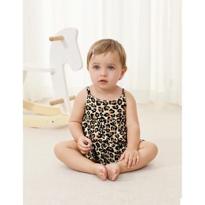 Body de Tirantes para Bebé Niña BambooBud, Estampado de Leopardo, con Volantes, sin Mangas, Traje de Verano de una Pieza para Bebés y Niñas Pequeñas - Product Image 5