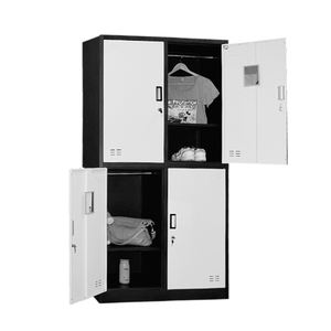 Armoire en acier pliable à cadre noir, 4 portes, pour chambre à coucher, <span class=keywords><strong>appartement</strong></span>, école, vestiaire moderne, mobilier pour le personnel - Product Image 3