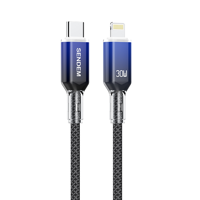 T14 30W 3A Braided PD Fast Charging Cable Single Head High Power Data Cord