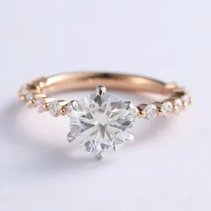 Anello di fidanzamento Moissanite in oro 14k/18k di alta qualità con anello di fidanzamento in Moissanite