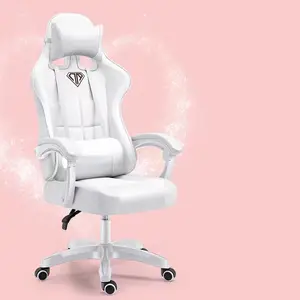 Customizable modern PVC leather racing style highback linkage armrest ergonomic gaming chair with footrest computer chair