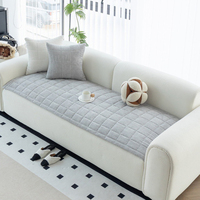 Housse de canapé unie en velours côtelé pour salon, coussin de canapé 3 places droit, housse de canapé antidérapante en peluche à motifs à carreaux