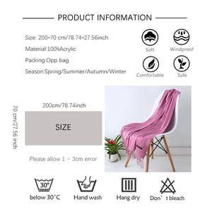 وشاح باشمنيا نسائي شتوي دافئ, شالات باشمنيا من الكشمير ، شال للسيدات ، بطانية ، لف حول الرقبة ، أوشحة Echarpe Bufanda مع شرابة ، بلون سادة وفاخرة - Product Image 5