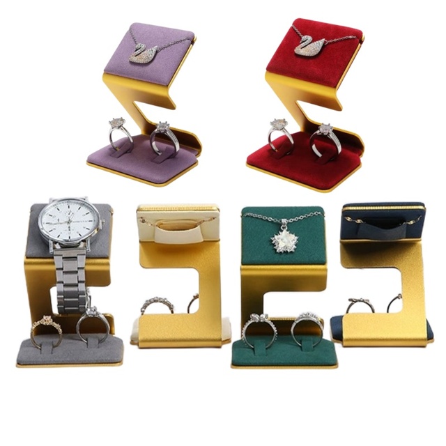 Trendy Luxury Multifunction Metal Jewelry Necklace Couple Rings Jewelry Display Stand