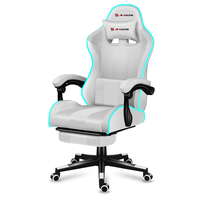 Silla de Juego de Cuero Estilo Racing con LED RGB, Diseño Ergonómico, Estilo Moderno, Altura Ajustable y Reposapiés para PC