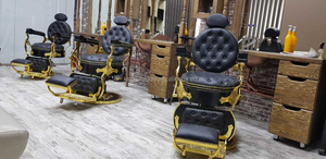 Muebles de corte de pelo para hombre, sillas de cuero mate vintage para peluquería y afeitado - Product Image 5