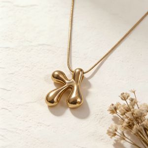 RINHOO <span class=keywords><strong>Collana</strong></span> con Ciondolo a Lettere Inglesi in Acciaio Inossidabile 316L Placcato Oro 18K PVD, Catena a Serpente, Regalo Classico e Trendy Unisex - Product Image 3