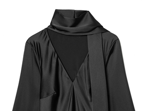 KAR & OT ZA 2025 autunno/inverno nuovo arrivo: elegante e semplice abito a <span class=keywords><strong>maniche</strong></span> <span class=keywords><strong>lunghe</strong></span> in <span class=keywords><strong>raso</strong></span> di seta con accessori per sciarpa (9382332) - Product Image 3