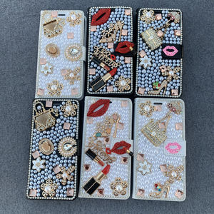 Funda de teléfono móvil de diamante de cuero de lujo hecha a mano DIY para iPhone 15 pro Max 14 13 cubierta de diamantes de imitación para <span class=keywords><strong>Samsung</strong></span> S23 S24 Ultra - Product Image 2