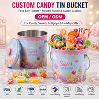 Seau à bonbons personnalisé avec poignée portable pour bonbons, sucettes et emballages cadeaux de fêtes, OEM ODM, faible MOQ, usine