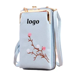 Stylish Ladies Cell Phone Pouch Korean Embroidered Crossbody Shoulder Bag with Multiple Functions for Phones and Essentials