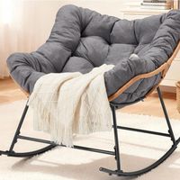 Fauteuil à bascule confortable et rembourré, style nid d'oiseau, avec bordure en rotin tressé à la main, fauteuil inclinable individuel pour la maison, le bureau, la chambre et le salon