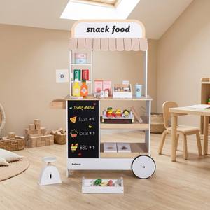 Stand de jeu en bois pour enfants : boutique mobile, <span class=keywords><strong>tableau</strong></span> noir, balance, ensemble de simulation d'aliments et de boissons, jouet de rôle de marché pour tout-petits - Product Image 6