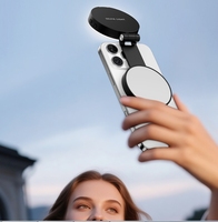 Lampe Selfie Magnétique 3W 800mAh Rechargeable, Anneau Lumineux de Poche à 3 Niveaux Réglables avec Miroir Intégré, Lumière d'Appoint Pliable pour Téléphone