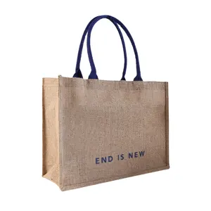 Eco Friendly Parcel Jute Bag Parcel Jute Tote Bag Slim with Logo Customized Shopping Bag 380gsm Jute Fabric Cotton Fabric Letter