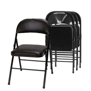 Customized Commercial Stackable chair Metal synthetic leather Outdoors Black Wholesale Folding Hotel Chairs