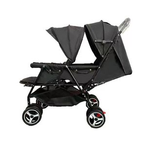 Высококачественные складные двойные коляски с регулируемыми сиденьями из нержавеющей стали и ткани для оптовой продажи - Product Image 4