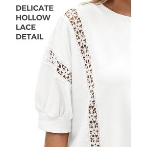Conjunto de 2 Piezas para Mujer Fisoew con Encaje, Manga Corta, Estilo Dulce de Verano, Tejido Transpirable, Estilo Coqueta - Product Image 5