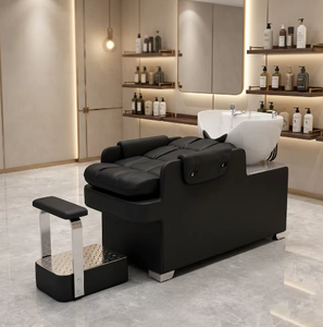 Fauteuil de lavage professionnel en cuir avec bac en céramique pour salon de coiffure et barbier – Qualité supérieure - Product Image 1