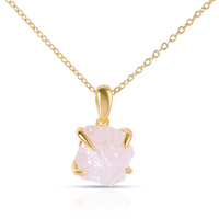 Collar con Colgante de Cuarzo Rosa de Forma Irregular, con Garras Chapadas en Oro de 18K y Plata de Ley 925, Gemas Originales Curativas, Piedra de Nacimiento, Mlluki