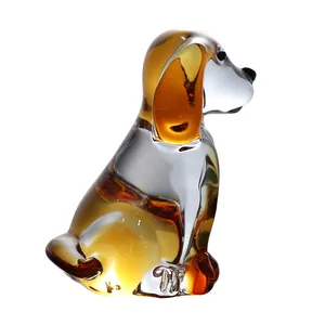 Décorations haut de gamme verre chien verre chat jaune animaux ornement