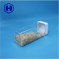 Pot en plastique PET transparent de forme carrée, facile à ouvrir, avec couvercle à vis carré pour les noix, les collations et les bonbons - Étanche, sans BPA