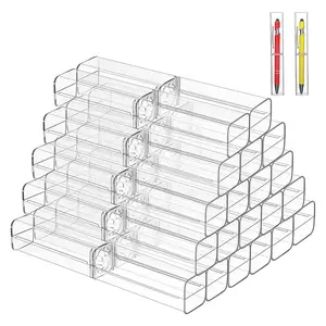 Clear Acrylic Ballpoint Pen Pencil Case Gift Boxes Storage Container Single Pen Holder Empty Bulk Case Collection