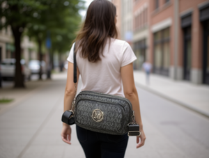 Borsa a Tracolla a Tre Strati per Donna in Microfibra e Pelle Sintetica con Motivo a Lettere e Chiusura a Zip per Tutte le Stagioni - Product Image 2