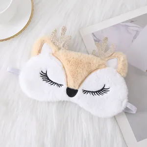 Masque pour les yeux en peluche Masque de sommeil doux avec bandeau pour les yeux Masque de sommeil confortable et mignon pour animaux Satin Nap Night Eyeshade Cover - Product Image 3