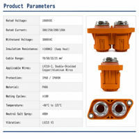 Connecteur plastique haute tension bipolaire 1000VDC 300A pour moteurs de véhicules électriques et contrôleurs PDU IP68 IP6K9K Bipolaire PA66 LV216-2