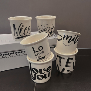 Custom No Handle Ceramic Mug Simple Letter Handheld Latte Coffee Cup for Cafe - Product Image 1