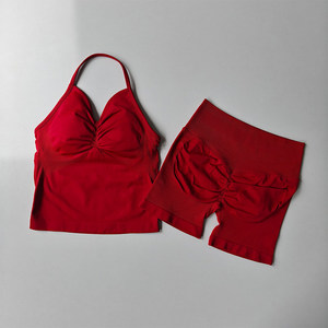 Conjunto Deportivo <span class=keywords><strong>de</strong></span> Yoga <span class=keywords><strong>de</strong></span> 2 Piezas Estilo Europeo-Americano, Spandex/Nylon, Secado Rápido, Bra y Pantalones Cortos <span class=keywords><strong>de</strong></span> Cintura Alta con Efecto Levanta Glúteos para Mujer - Product Image 3