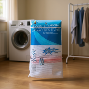 01324 Bolsa de lavado de malla gruesa de 40x50 cm para protección de ropa delicada, calcetines y ropa interior, 12 unidades - Product Image 3