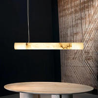 Luminaires suspendus linéaires en cuivre et marbre, style minimaliste moderne, pour table de salle à manger