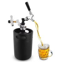 Kit de fût à bière miniature de 5 L, fût à bière pressurisé portable avec robinet à pression et chargeur de CO2 premium