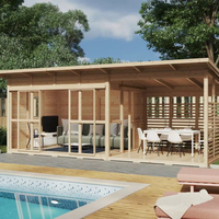 Cabanes en bois préfabriquées Maison en bois préfabriquée Chambre de jardin préfabriquée avec véranda - Patio en bois durable pour la détente dans le jardin et la cour