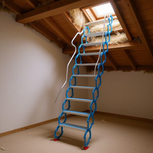 Escalera retráctil de aleación para acceso al ático, 9.8 pies, 12 peldaños, escalera plegable montada en la pared con pasamanos, diseño telescópico - Product Image 2