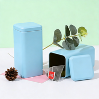 Boîte en métal carrée en fer blanc de qualité alimentaire, écologique et recyclable avec logo personnalisé pour le stockage de matcha, de café, de bonbons et de biscuits