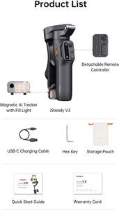 Nuovo Stabilizzatore Gimbal Pieghevole per Telefono Hohem ISteady V3 con Telecomando, Tracciamento Facciale AI, Stabilizzatore Gimbal a 3 Assi con Luce di Riempimento - Product Image 2
