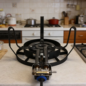 Réchaud à gaz portable 21A pour extérieur, brûleur unique en fonte, base haute, compatible GPL, prêt pour le voyage, résistant à la corrosion, facile à transporter - Product Image 1