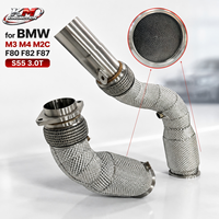 KM SS304 Euro 6 Sport Catted Resonator Downpipe pour BMW M3 M4 M2C F80 F82 F87 S55 3.0T avec bouclier thermique