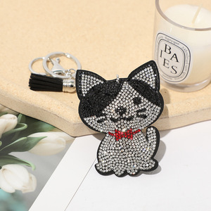 Wholesale Cute Bling Cat Gift for Children Crystal Rhinestone Lucky Cat Keychain Cheap Full Diamond Glitter Cat <b>Tassel</b> <b>Key</b> Chain - Product Image 4