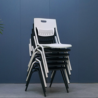 Chaise de formation de bureau à cadre métallique fixe avec dossier en plastique, coussin en option, idéale pour la formation