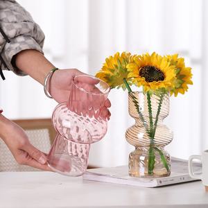 Nouveaux Vases <span class=keywords><strong>en</strong></span> <span class=keywords><strong>verre</strong></span> <span class=keywords><strong>en</strong></span> spirale côtelés modernes chauds 18.5cm 7.3 pouces pour fleurs Roses, bourgeon jonquilles pivoine <span class=keywords><strong>tulipe</strong></span> salon décor <span class=keywords><strong>de</strong></span> mariage - Product Image 3