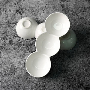 Ensemble de bols modernes à trois compartiments pour sauces et accompagnements, blancs brillants, <span class=keywords><strong>en</strong></span> <span class=keywords><strong>porcelaine</strong></span>, pour desserts et snacks - Product Image 3