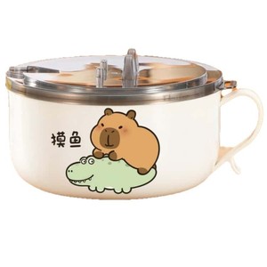 ชามบะหมี่กึ่งสำเร็จรูปพร้อมฝาปิด สแตนเลส ความจุขนาดใหญ่ ดีไซน์การ์ตูนน่ารัก สำหรับใช้ในบ้าน - Product Image 3