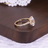 Bague de Mariage Solitaire en Argent Sterling 925 pour Femme, Moissanite Taille Poire, 1 2 3 4 5 6 Carats, Pavé sur l'épaule, Personnalisée, Vente Directe Usine