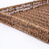 Panier de rangement rectangulaire Runda en rotin tressé à la main, écologique, moderne, décoratif, durable, en plastique de qualité alimentaire, avec poignée