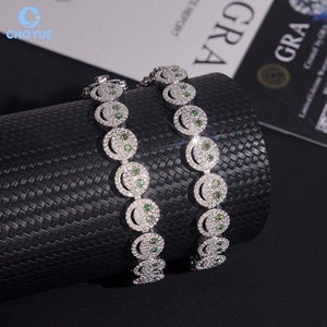 Smile Design Moissanite Cuban Link <b>Bracelet</b> Rhodium Plated <b>Solid</b> 925 <b>Silver</b> Hiphop Iced Out Jewelry - Product Image 1