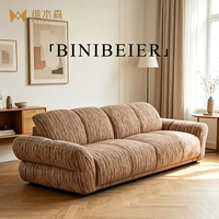 Ensemble de canapés en tissu français, style moderne et épuré, petit format, revêtement en coton et lin, mobilier de salon, rembourrage en éponge, amovible